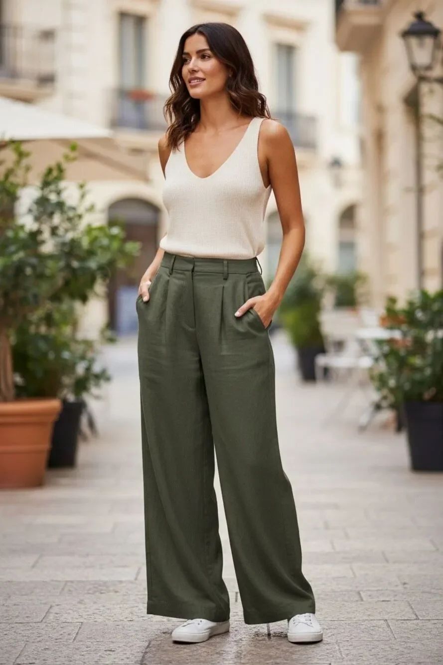 ✨Aligne Edna Wide Leg Split Green Sz 4 Pants✨